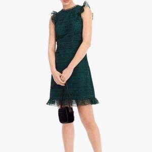 JCrew Cap-Sleeve Ruffle Dress  in mixed lace